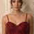 Crimson red structured corset and satin gown