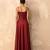 Crimson red structured corset and satin gown