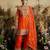Tangerine orange embroidered chanderi silk kurta set