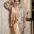 Golden chanderi satin silk drape skirt set