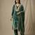 Emerald green mirror embellished velvet kurta set