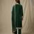 Emerald green mirror embellished velvet kurta set