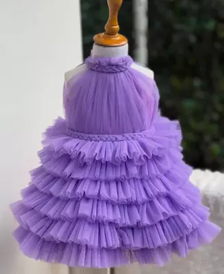Lavender Tiered Party Wear Frock  1
