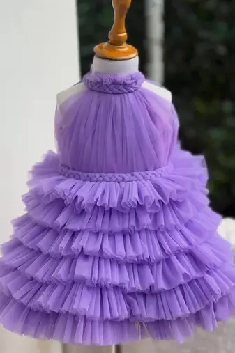 Lavender Tiered Party Wear Frock 