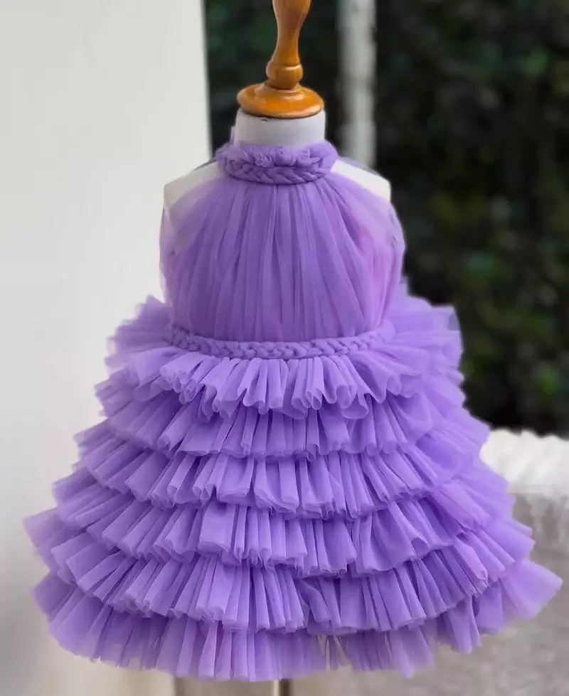 Lavender Tiered Party Wear Frock 