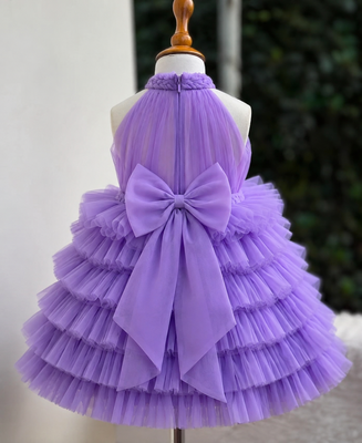 Lavender Tiered Party Wear Frock  2