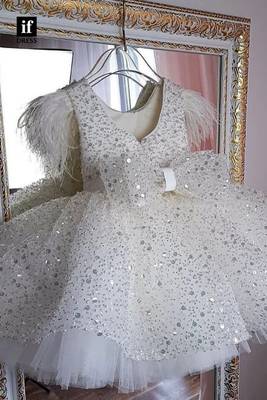 Sparkle Princess Party Wear Frock for Girls – Sequin Embellished Soft Net Dress 1