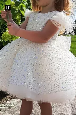 Sparkle Princess Party Wear Frock for Girls – Sequin Embellished Soft Net Dress 2