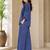 Blue denim embroidery work stylish mandarin collar co-ord set top and pant
