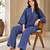 Blue denim embroidery work stylish mandarin collar co-ord set top and pant