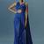 Blue embroidered satin silk saree set