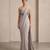 Grey embroidered lycra saree set
