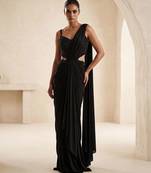 Black embroidered lycra saree set