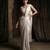 Grey embroidered satin saree set