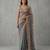 Grey embroidered georgette saree with unstitched blouse