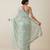 Mint green embroidered georgette saree with unstitched blouse