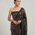 Black embroidered georgette saree with unstitched blouse