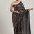 Black embroidered georgette saree with unstitched blouse
