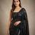 Black embroidered georgette net blend saree with unstitched blouse