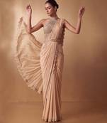 Gold embroidered georgette saree set with belt