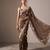 Brown embroidered soft organza saree with unstitched blouse