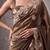 Brown embroidered soft organza saree with unstitched blouse