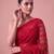 Red embroidered georgette saree with unstitched blouse