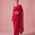 Red embroidered georgette saree with unstitched blouse