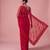 Red embroidered georgette saree with unstitched blouse