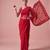 Red embroidered georgette saree with unstitched blouse