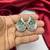 Emerald Leaf Statement Studs, Silver Teardrop Cluster Earrings