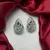 Emerald Leaf Statement Studs, Silver Teardrop Cluster Earrings