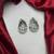 Emerald Leaf Statement Studs, Silver Teardrop Cluster Earrings