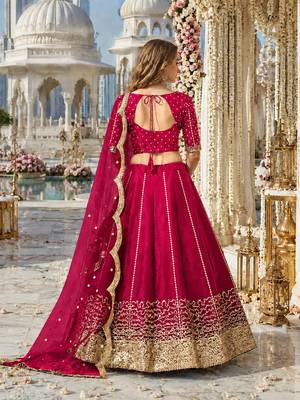 Magenta Art Silk Semi Stitched Semi Stitched Lehenga Choli with Embroidery work 2