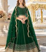 Emerald Art Silk Semi Stitched Semi Stitched Lehenga Choli with Embroidery work