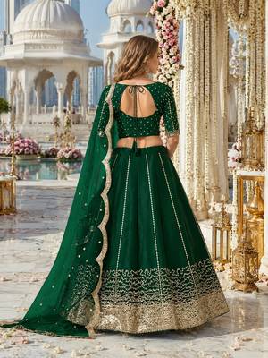 Emerald Art Silk Semi Stitched Semi Stitched Lehenga Choli with Embroidery work 2