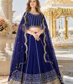 Violet Art Silk Semi Stitched Semi Stitched Lehenga Choli with Embroidery work
