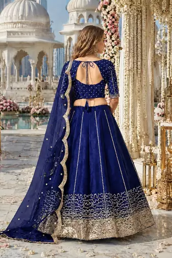 Violet Art Silk Semi Stitched Semi Stitched Lehenga Choli with Embroidery work