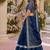 Teal Satin Semi Stitched Lehenga Choli with Embroidery Zari Sequins Work