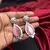 Pink Cat Eye Tear Drop Chandelier Earrings, Silver Cubic Zirconia Bridal Dangle Wedding Jewelry