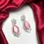 Pink Cat Eye Tear Drop Chandelier Earrings, Silver Cubic Zirconia Bridal Dangle Wedding Jewelry