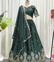 Elegant Dark Green Embroidered Lehenga Choli with Designer Dupatta | Premium Party Wear for Women
