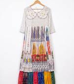 White Colourful Muslin Cotton Navratri Lehenga Choli With Dupatta