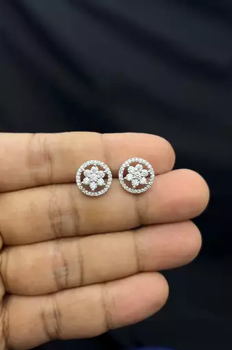 Red Chandelier Earrings, Silver CZ Jhumka, Modern Indo-Western Bridal Jewelry