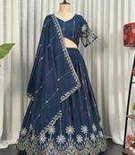 Royal Navy Blue Embroidered Lehenga Choli with Designer Dupatta | Premium Party Wear for Women