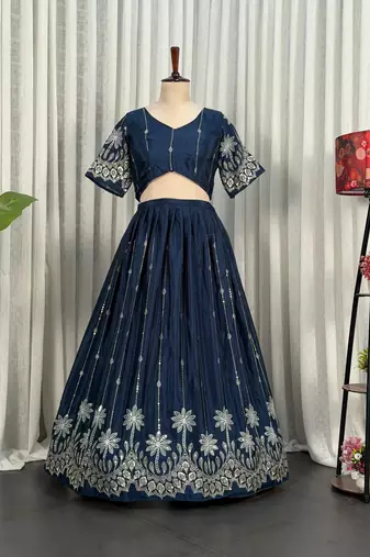 Royal Navy Blue Embroidered Lehenga Choli with Designer Dupatta | Premium Party Wear for Women