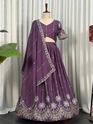 Elegant Purple Embroidered Lehenga Choli with Designer Dupatta | Premium Party Wear for Women 1