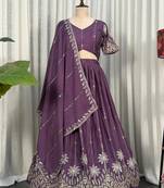 Elegant Purple Embroidered Lehenga Choli with Designer Dupatta | Premium Party Wear for Women