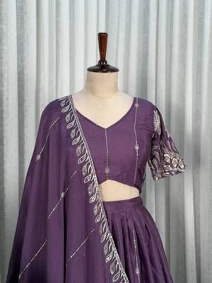 Elegant Purple Embroidered Lehenga Choli with Designer Dupatta | Premium Party Wear for Women 2