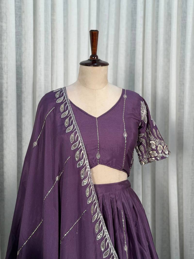 Elegant Purple Embroidered Lehenga Choli with Designer Dupatta | Premium Party Wear for Women